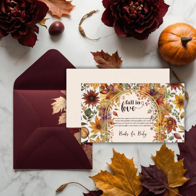 Fall In Love With Baby Autumn Leaves Shower Enclosure Card (Creator Uploaded)