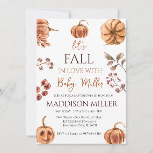 Fall in Love with Baby,Pumpkin Baby Shower Invitation
