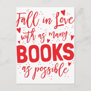 fall in love with books as possible postcard