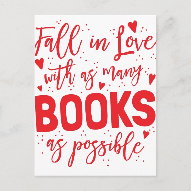 fall in love with books as possible postcard (Front)