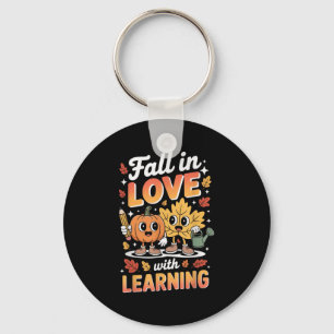 Fall In Love With Learning Autumn Pumpkin Teacher  Keychain