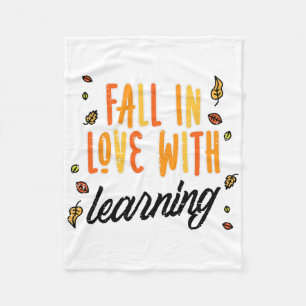 Fall In Love With Learning Cute Thanksgiving Teach Fleece Blanket