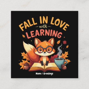 Fall in Love with Learning Funny Halloween Design Square Business Card