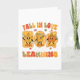 Fall In Love With Learning Funny Teacher Autumn Pu Card
