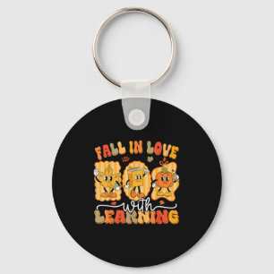 Fall In Love With Learning Funny Teacher Autumn Pu Keychain