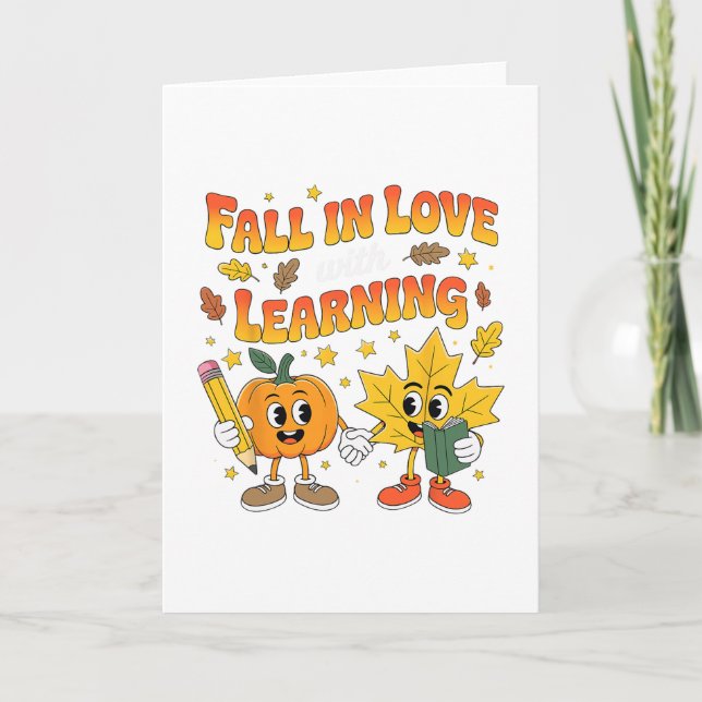 Fall In Love With Learning Prek Kindergarten Fall  Card (Front)