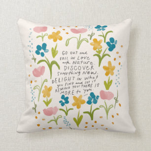 Fall in love with nature - inspirational quote pos throw pillow