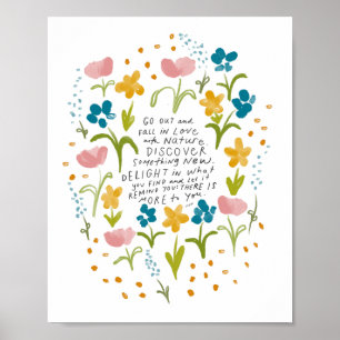 Fall in love with nature - inspirational quote poster