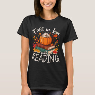 Fall In Love With Reading Autumn Librarian Cute Bo T-Shirt