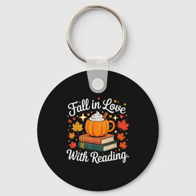 Fall In Love With Reading Autumn Pumpkin Mug Book  Keychain (Front)