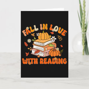 Fall In Love With Reading Book Autumn Pumpkins And Card