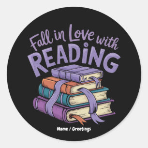 Fall in Love with Reading Cozy Books Autumn Vibes Classic Round Sticker