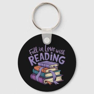 Fall in Love with Reading Cozy Books Autumn Vibes Keychain