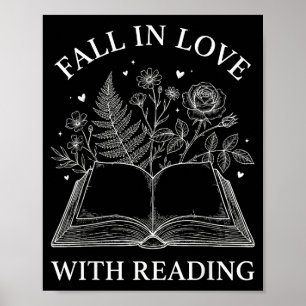 Fall In Love With Reading Floral Book Lover Valent Poster
