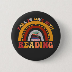 Fall in Love With Reading Funny Book Reading Lover 2 Inch Round Button