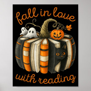 Fall In Love With Reading Halloween Book Pumpkin Poster