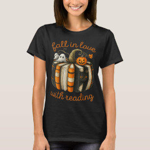 Fall In Love With Reading Halloween Book Pumpkin T-Shirt