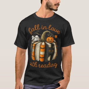 Fall In Love With Reading Halloween Book Pumpkin T-Shirt