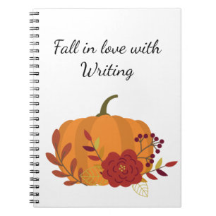 Fall In Love With Writing Pumpkin with Flowers Notebook