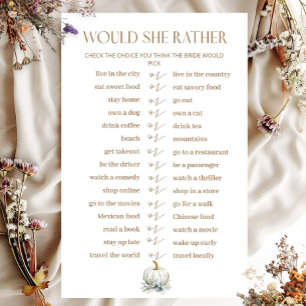 Fall In Love Would She Rather  Bridal Game