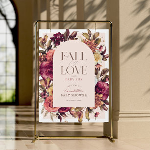 Fall in Love Wreath Arch Pink Baby Shower Welcome Acrylic Sign