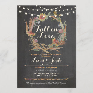 Fall in Love Wreath Fall Engagement Floral Invite