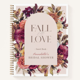 Fall in Love Wreath Pink Bridal Shower Guest Book