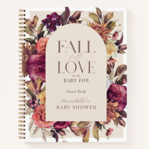Fall in Love Wreath Tan Baby Shower Guest Book