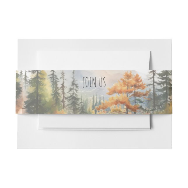Fall in LoveMountain Wedding Invitation Belly Band (Front Example)