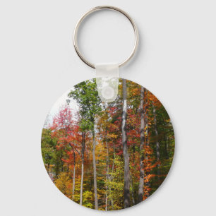 Fall in the Forest Colourful Autumn Photography Keychain