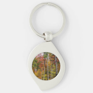 Fall in the Forest Colourful Autumn Photography Keychain
