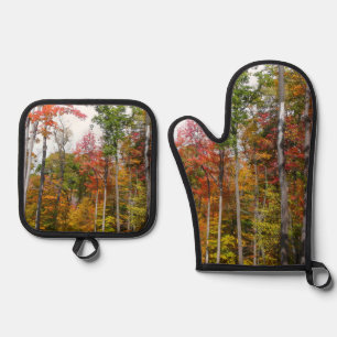 Fall in the Forest Colourful Autumn Photography Oven Mitt & Pot Holder Set