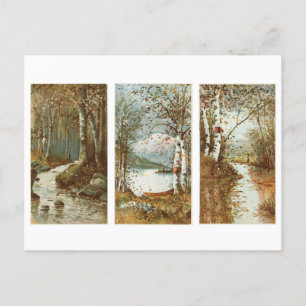 Fall in the Forest Vintage Postcard