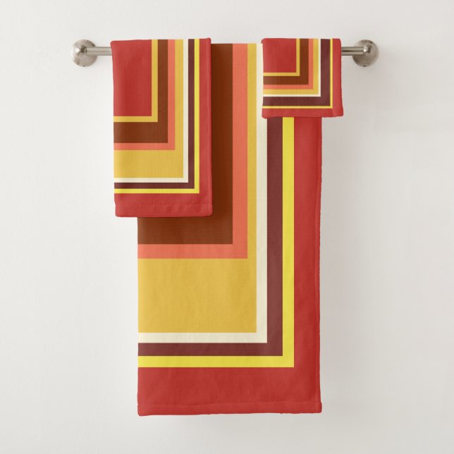Fall Indian Corn Yellow Brown Red White Geometric Bath Towel Set (Insitu)