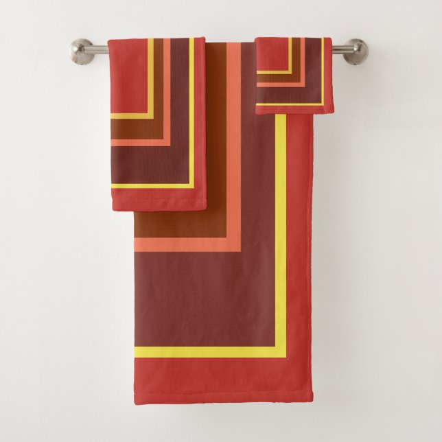 Fall Indian Corn Yellow Red Orange Geometric Bath Towel Set (Insitu)