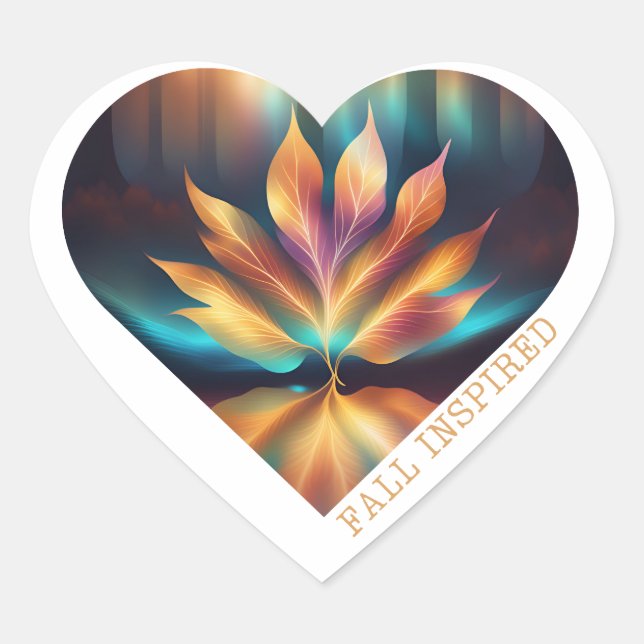 Fall Inspired Aurora Heart Heart Sticker (Front)
