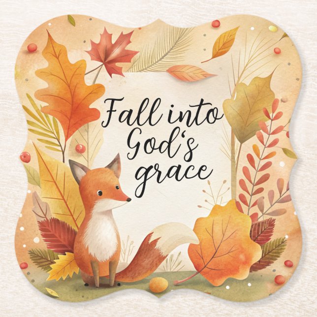 Fall Into God's Grace Paper Coaster (Front)