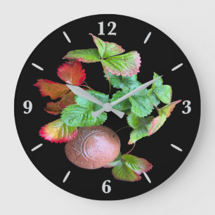 Fall Into Strawberry Season Backyard Garden Photo Large Clock