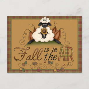 "Fall is in the Air" Autumn Sheep Postcard