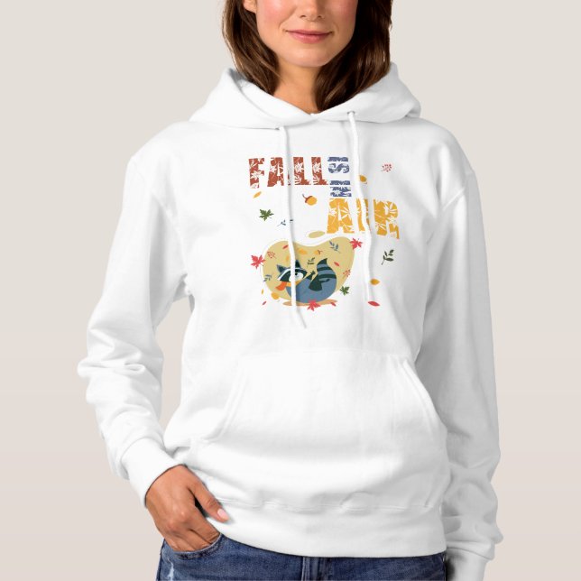 Fall Is in The Air Raccoon Autumn Hoodie (Front)
