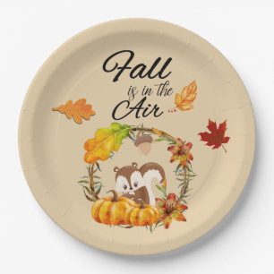 Fall is in the Air Typography with Squirrel Paper Plate