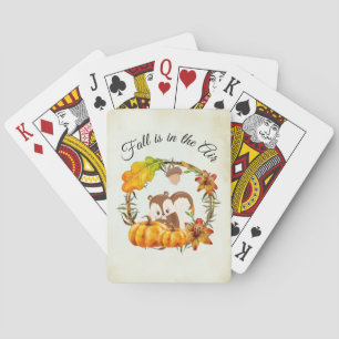 Fall is in the Air Typography with Squirrel Playing Cards