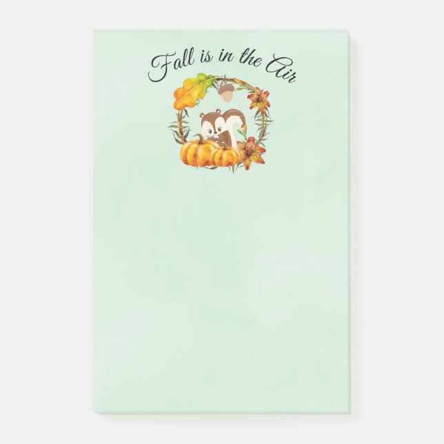 Fall is in the Air Typography with Squirrel Post-it Notes (Front)