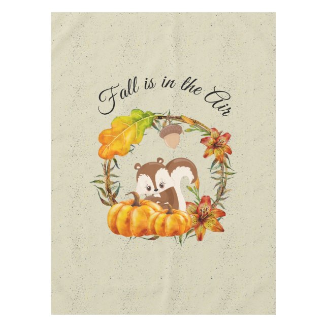 Fall is in the Air Typography with Squirrel Tablecloth (Front)