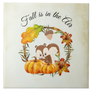 Fall is in the Air Typography with Squirrel Tile
