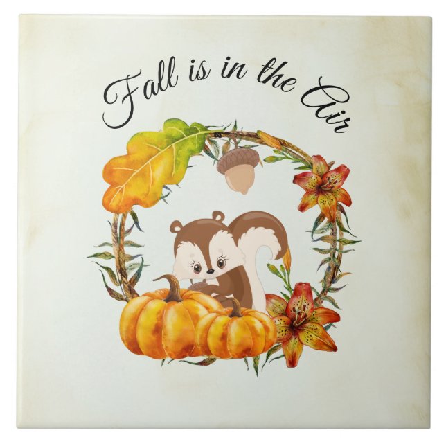 Fall is in the Air Typography with Squirrel Tile (Front)