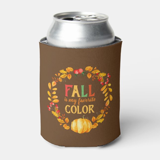 Fall is my Favourite Colour Autumn Leaves Pumpkin Can Cooler (Can Front)