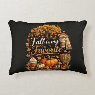 Fall is My Favourite Cozy Autumn Pumpkins Leaves Accent Pillow