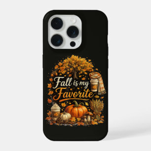 Fall is My Favourite Cozy Autumn Pumpkins Leaves iPhone 15 Pro Case