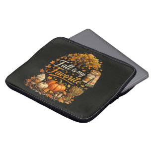 Fall is My Favourite Cozy Autumn Pumpkins Leaves Laptop Sleeve